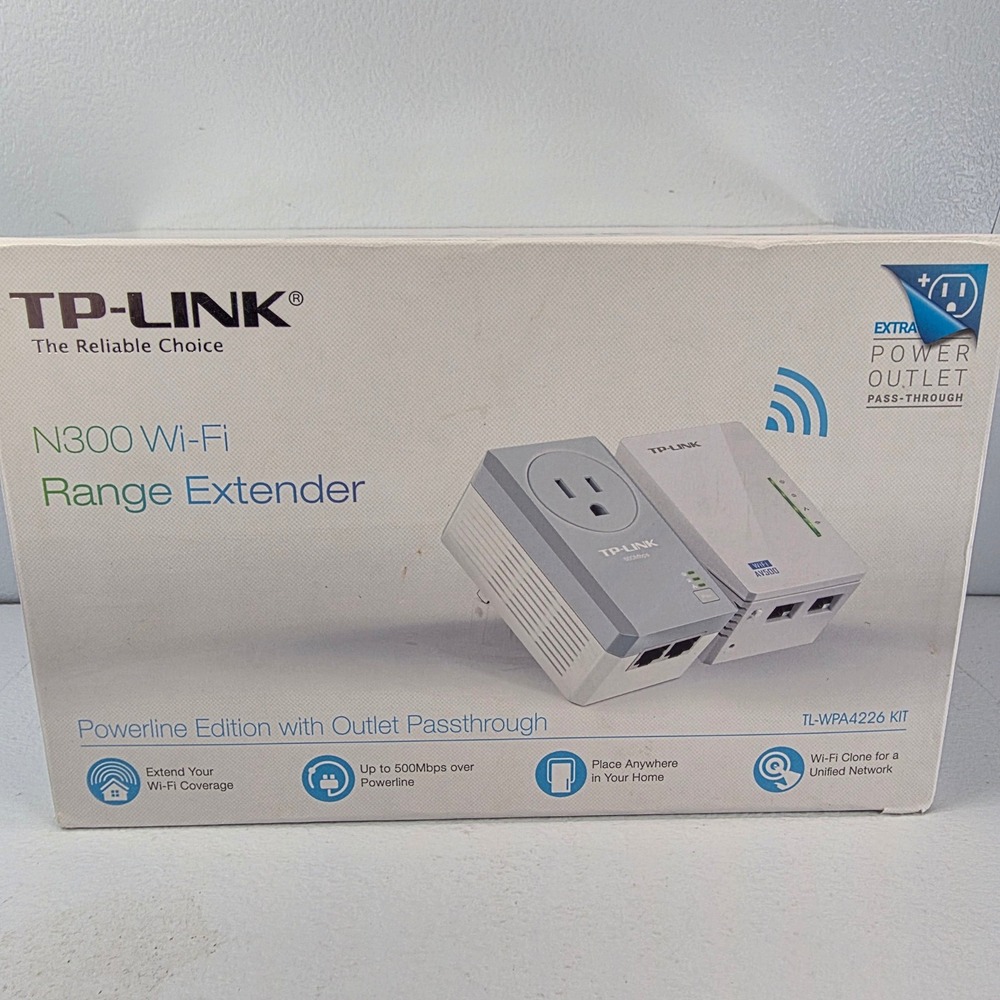TP-Link N300 Wi-Fi Range Extender Powerline Edition TL-WPA4226 KIT White